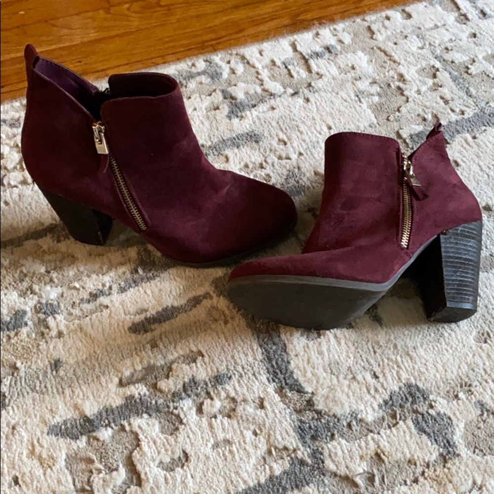 Wine Red 3.5” heeled boots